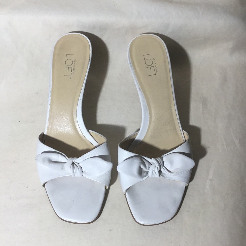 LOFT White Knot Front Slide Mules